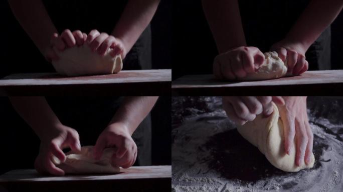 用手揉面团，手工做面包