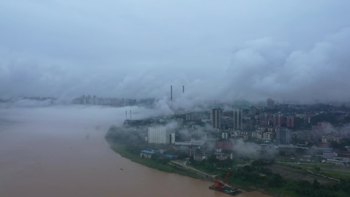 重庆九龙坡发电厂航拍素材