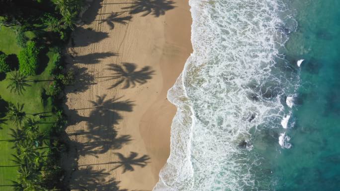夏威夷岛海滩无人机拍摄鸟瞰俯拍