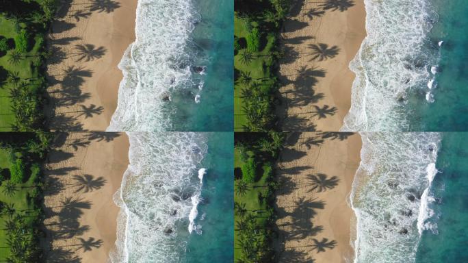 夏威夷岛海滩无人机拍摄鸟瞰俯拍