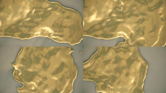 俯视动画，描绘液态黄金滚上岸。