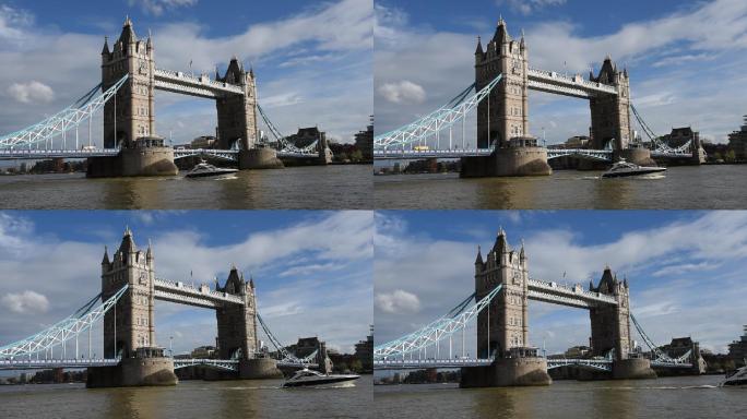 伦敦的塔桥。国外外国桥梁大桥地标风光大景