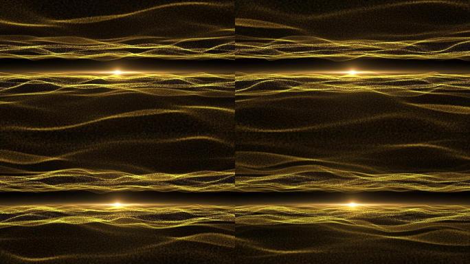 动态金色粒子光效波浪流动