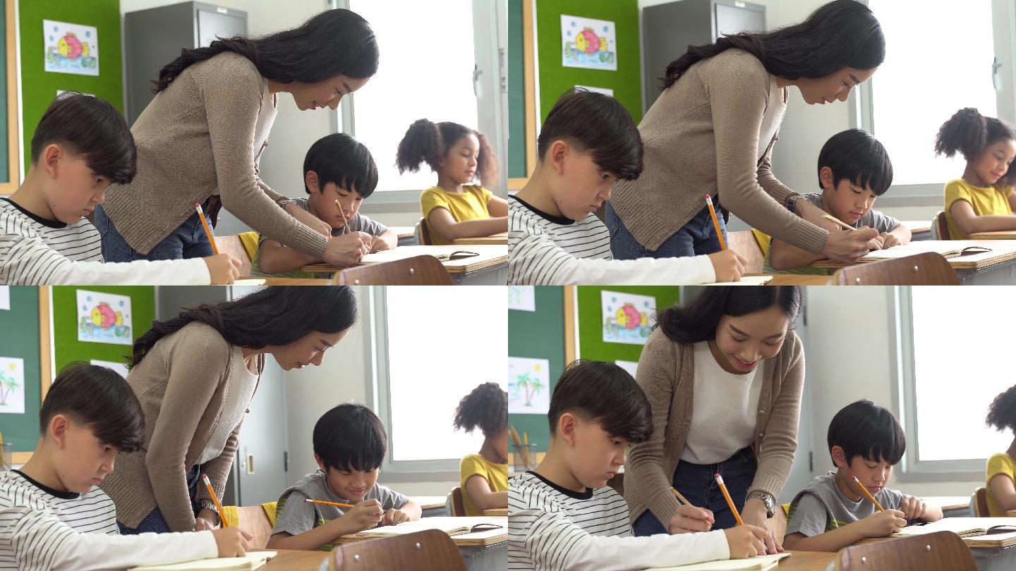 亚洲学校的老师4K补习班兴趣班特长班练字