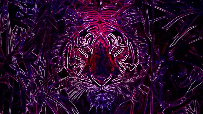 绘画出紫色老虎背景。