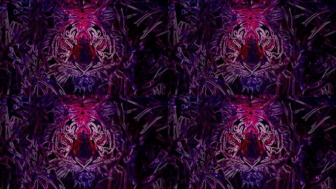 绘画出紫色老虎背景。