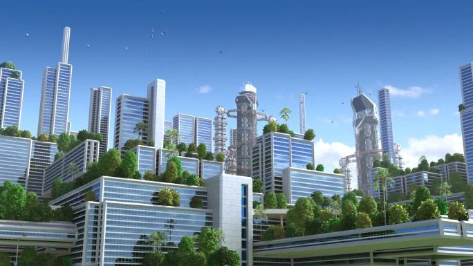 未来城市的3D动画