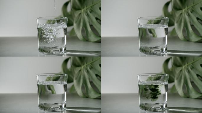 叶绿素提取物水滴落下概念镜头水资源淡水