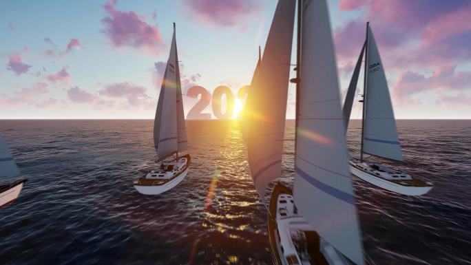 4K-企业帆船乘风破浪驶向2022日出