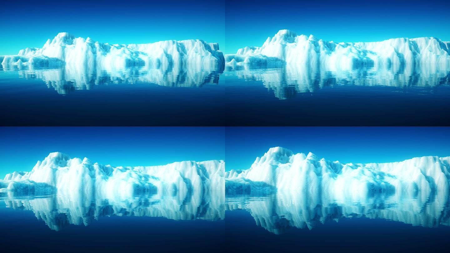 海洋中的大冰山冰川溶解乘船开进冰山北极探