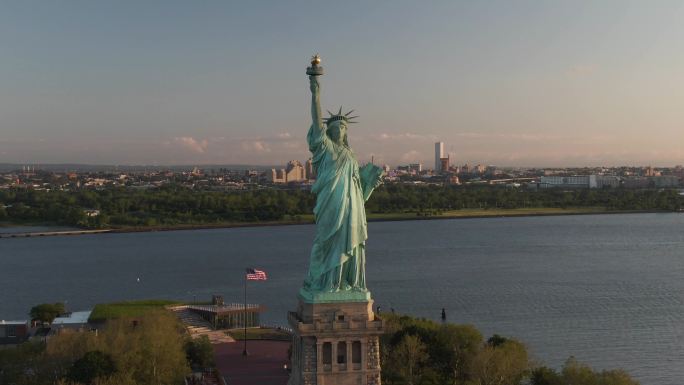 自由女神像美国航拍