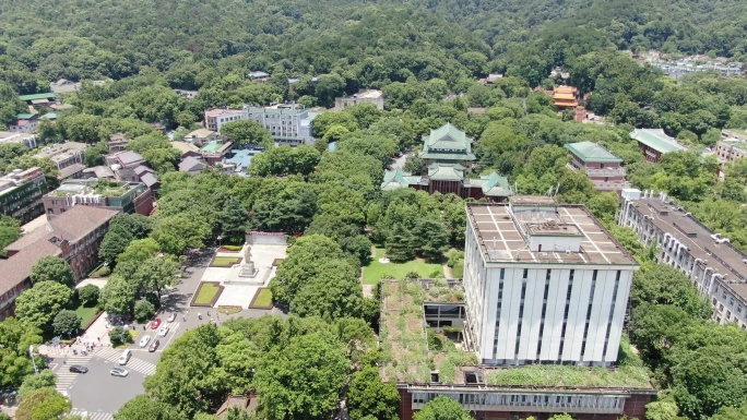 航拍湖南大学湖南师范大学校园环境