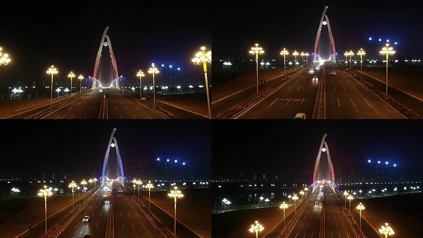 聊城中华路大桥航拍夜景