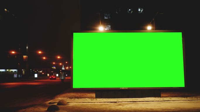 有绿色屏幕的广告牌