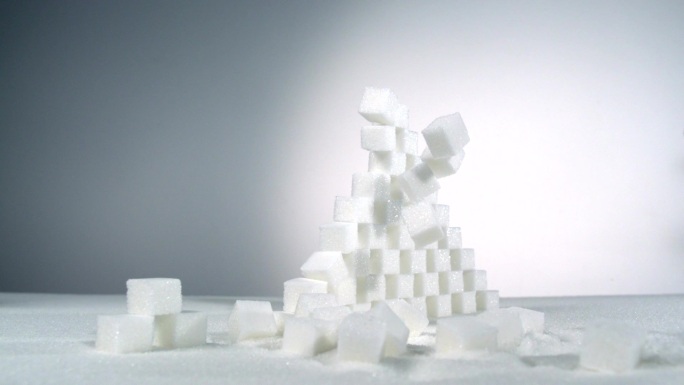 金字塔形的方糖白色方块变换动画