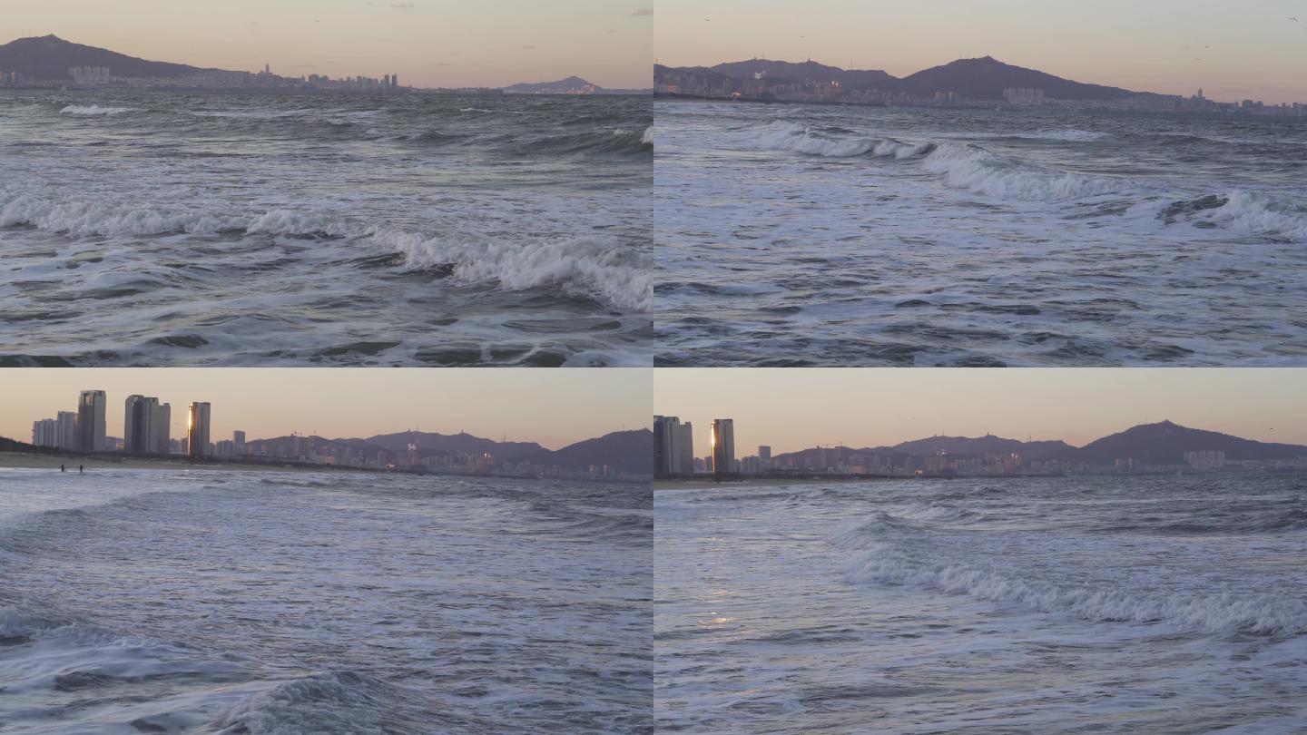 2条【升格】拍摄大海近海海浪浪花【灰片】