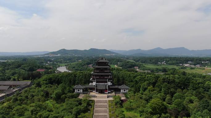 航拍湖南长沙宁乡刘少奇故居花明楼