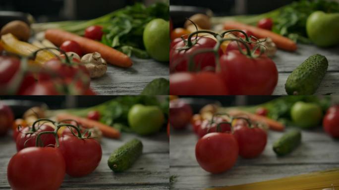 桌上的配料素食主义营养均衡新鲜蔬果
