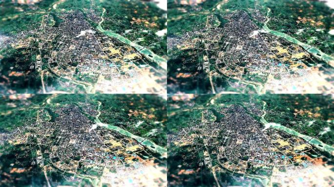 4K抚州市主城区地图视频动画素材
