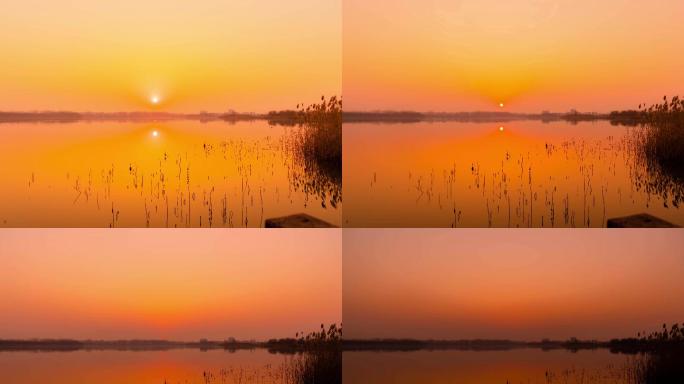 4k湖边日转夜延时摄影实拍视频