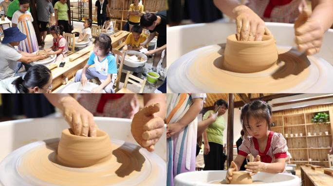 小孩子学习制陶