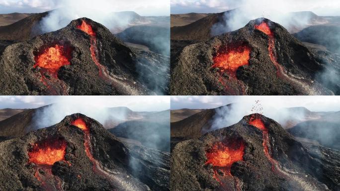 火山喷发熔岩鸟瞰图