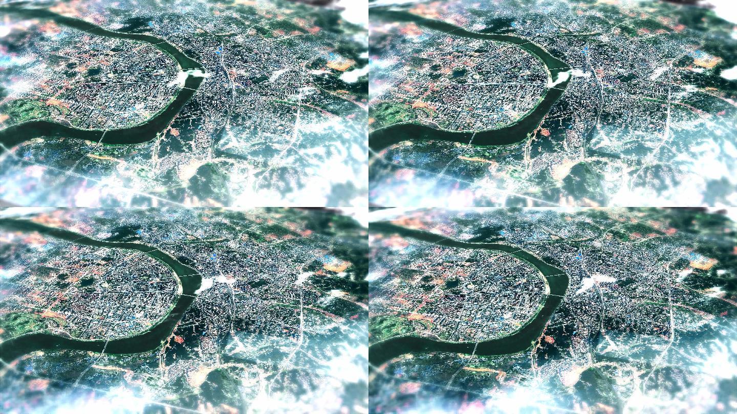 4K株洲市主城区地图视频动画素材