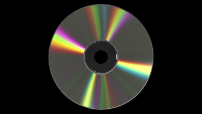 彩虹光碟。镭射盘光泽旋转反光