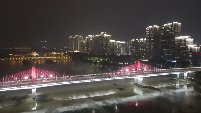 航拍福建漳州战备大桥夜景