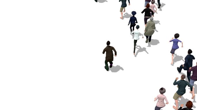 跑步者3D动画大群人奔跑动画可爱3D循环