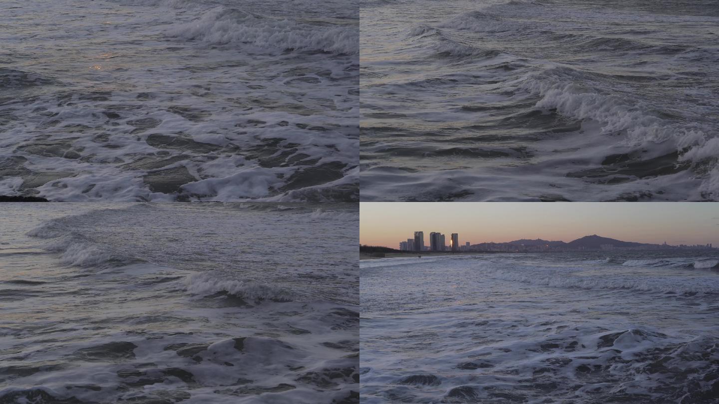5条【4K】拍摄大海海浪浪花【灰片】