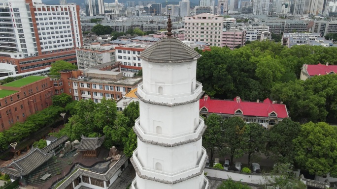 航拍福建福州白塔地标建筑