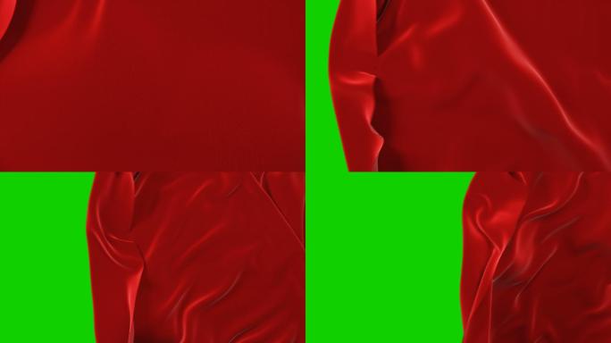 红色的布料抽象织物过渡3d动画