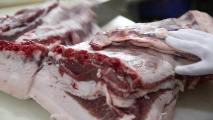 春节过年切猪肉扣肉排骨味道美食年猪肉