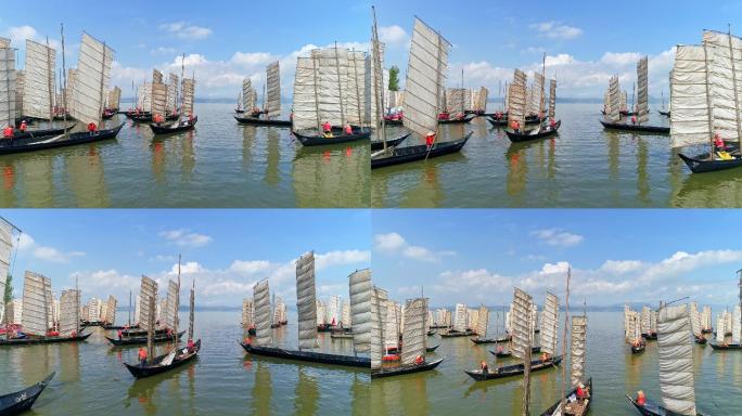滇池开渔节的帆船