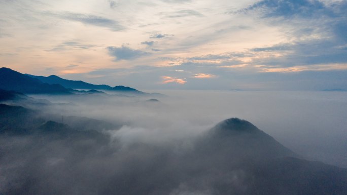 金华北山尖峰山云海延时摄影航拍视频