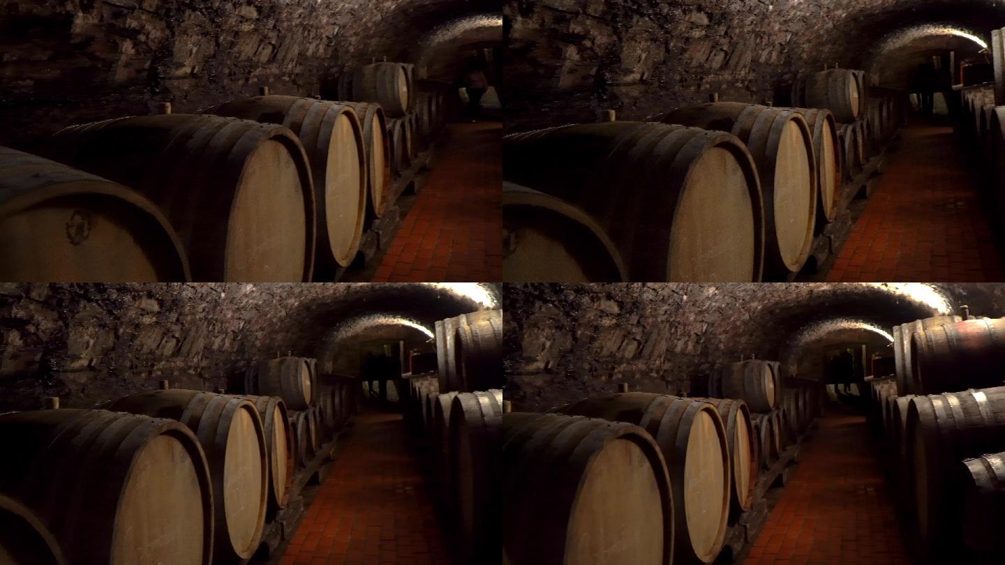 葡萄酒地窖地下储藏私人庄园橡木桶存储