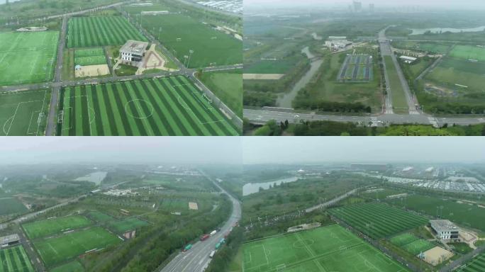 上海嘉定上海市民体育公园足球公园航拍4K