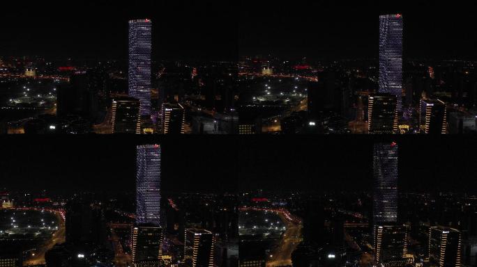 4K原素材-航拍上海后滩SK大厦商圈
