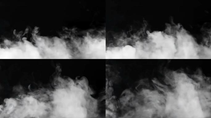 抽象的烟雾在黑色的背景下缓慢地在漂浮