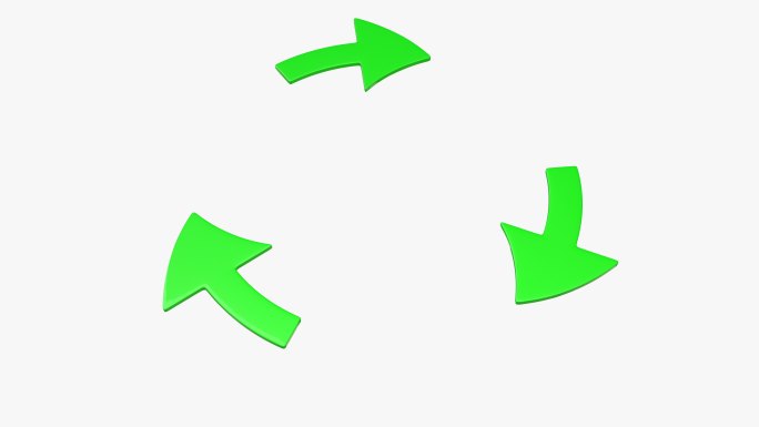 三个旋转的绿色箭头