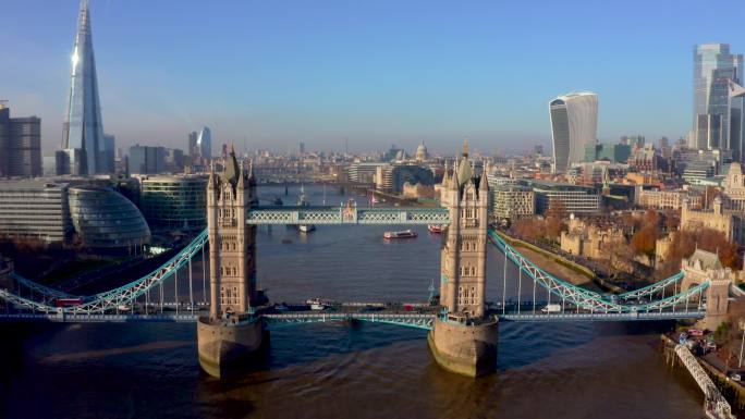 英国伦敦塔桥美景海边旅游风景生态建设景观