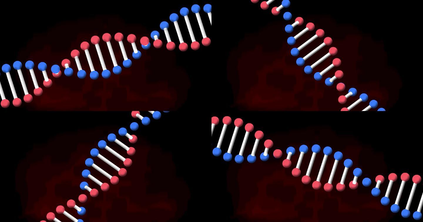 DNA链在红黑背景上旋转的动画
