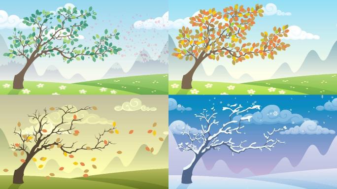 季节循环创意绿色动画-动态图像