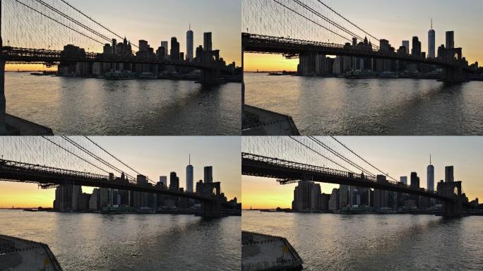 纽约市布鲁克林大桥横跨哈德逊河
