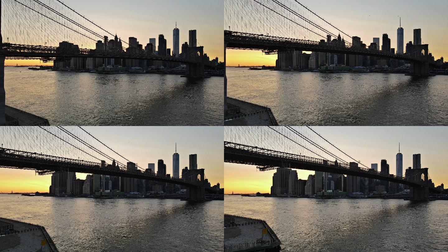 纽约市布鲁克林大桥横跨哈德逊河