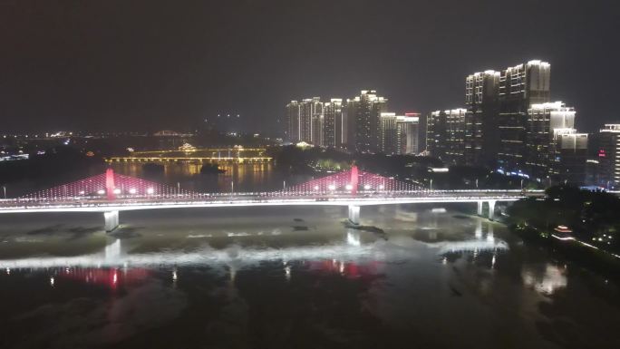 航拍福建漳州战备大桥夜景