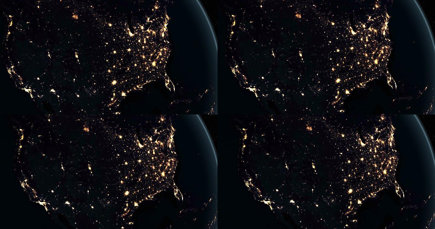 从太空看地球上北美的夜景