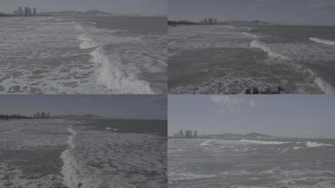 3条【升格】拍摄大海海浪浪花【灰片】