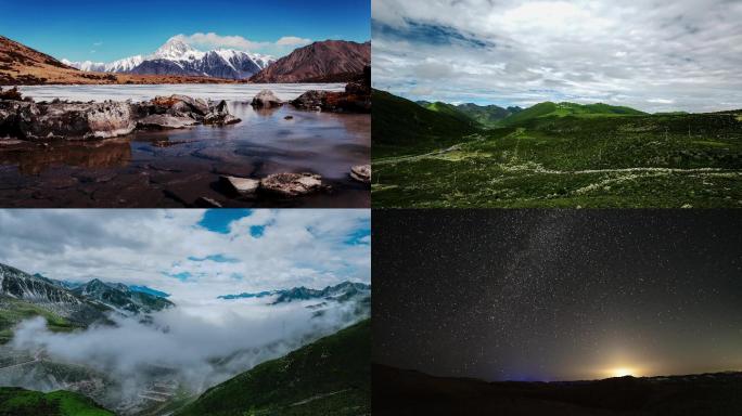 西藏高原旅游延时航拍风景背景led视频